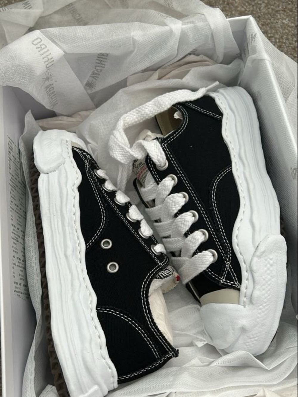 Miharayasuhiro Black and White Low-Top Sneakers